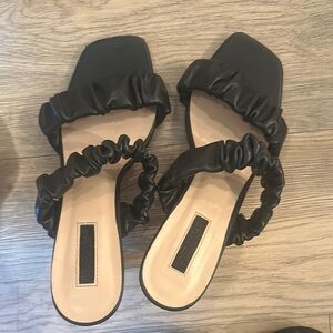 Black Ruffled Women's Sandals